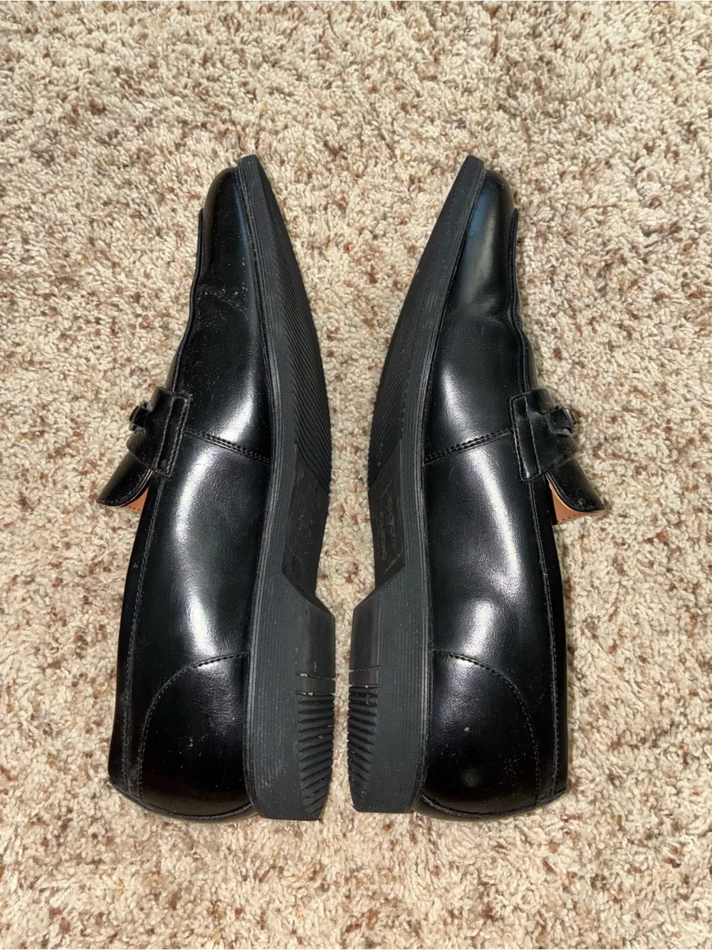 Men's Black Leather Slip-On Dress Loafers